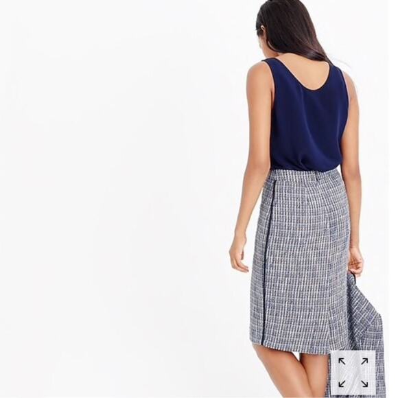 J. Crew Blue Brown Flecked Tweed Pencil Skirt Size 6 - Picture 2 of 16